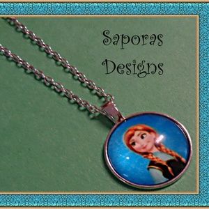 Disney Frozen Anna Inspired Necklace Silver Tone